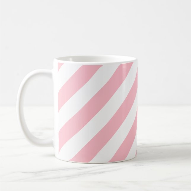 Muster der rosa und weißen diagonalen Streifen Kaffeetasse (Links)