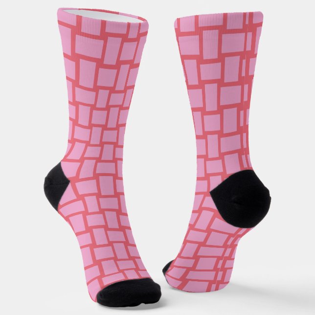 Muster der rosa Webblöcke Socken (Gewinkelt)