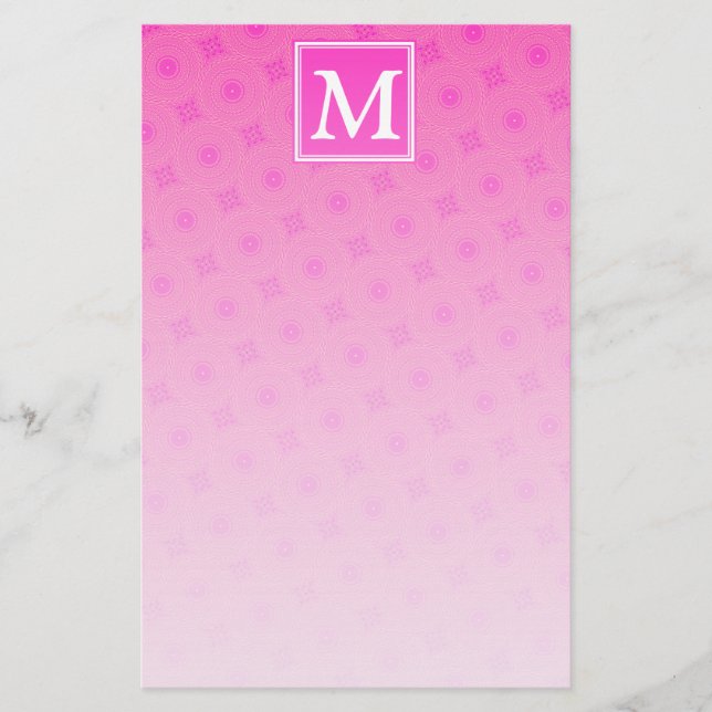 Muster der rosafarbenen Monogramm-Kreise Briefpapier (Vorderseite)
