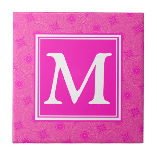 Muster der rosafarbenen Monogramm-Kreise Fliese