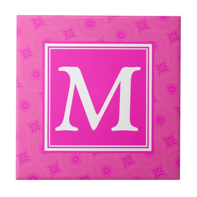 Muster der rosafarbenen Monogramm-Kreise Fliese (Vorderseite)