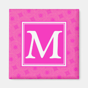 Muster der rosafarbenen Monogramm-Kreise Magnet