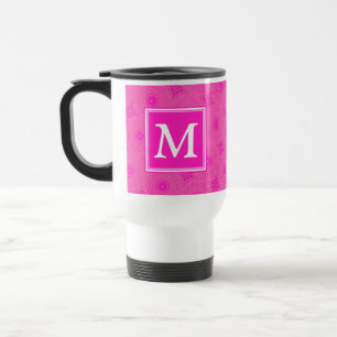 Muster der rosafarbenen Monogramm-Kreise Reisebecher