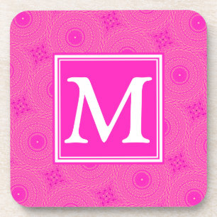 Muster der rosafarbenen Monogramm-Kreise Untersetzer