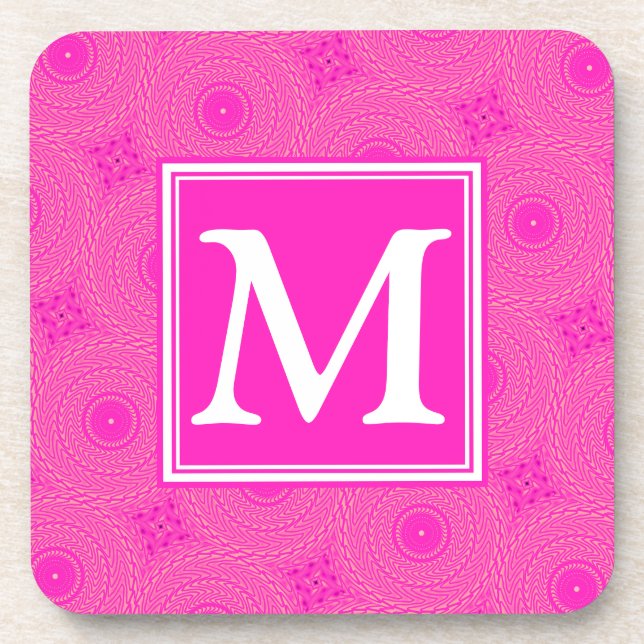 Muster der rosafarbenen Monogramm-Kreise Untersetzer (Vorderseite)
