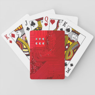 Muster der roten elektronischen Schaltung Spielkarten
