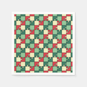 Muster der roten geometrischen Puzzleteile Serviette