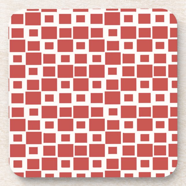 Muster der roten Quadrate Getränkeuntersetzer (Vorderseite)
