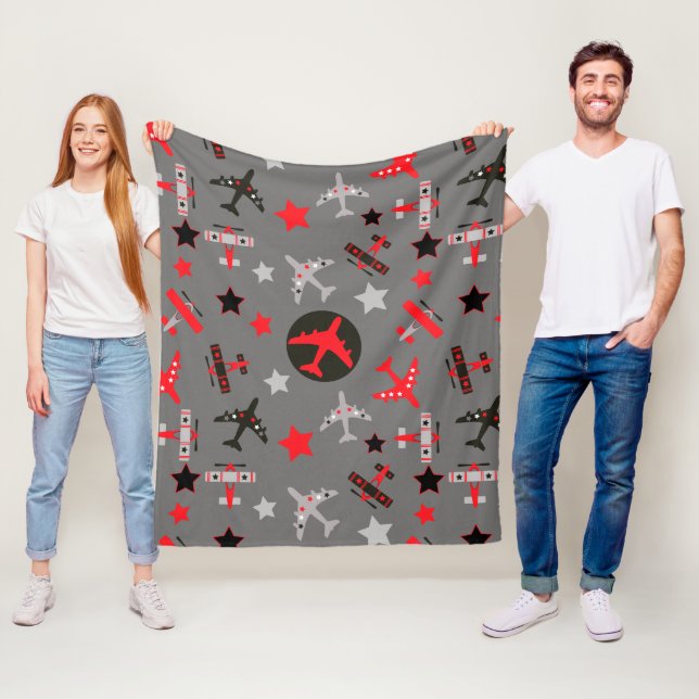 Muster der roten schwarzen grauen Flugzeuge des Ki Fleecedecke (Beispiel)