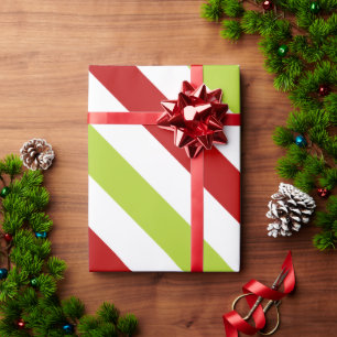 Muster der roten und grünen Diagonal-Streifen Geschenkpapier