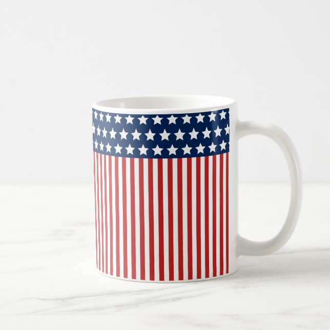 Muster der roten, weißen und blauen amerikanischen kaffeetasse (Rechts)