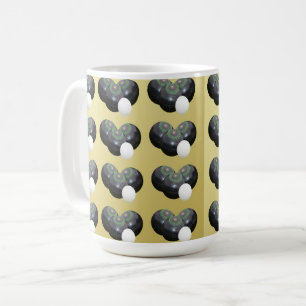 Muster der Schalen aus Gold und schwarzem Rasen, Kaffeetasse