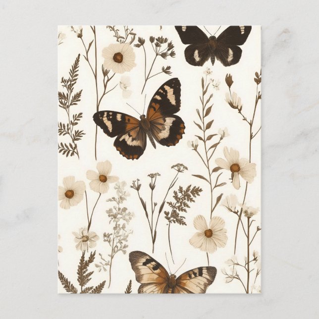 Muster der Schmetterlinge und Blume Postkarte (Vorderseite)
