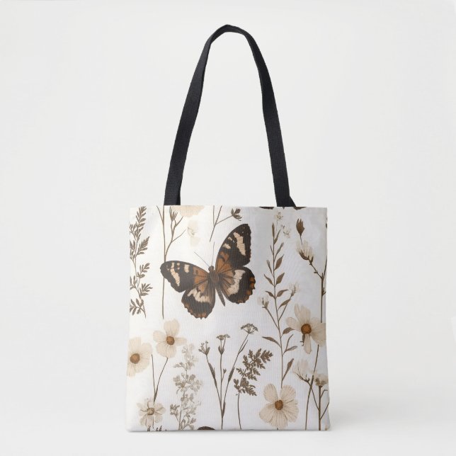 Muster der Schmetterlinge und Blume Tasche (Vorderseite)