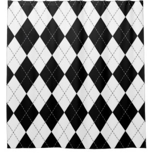 Muster der Schwarz-weißen geometrischen Raute Duschvorhang