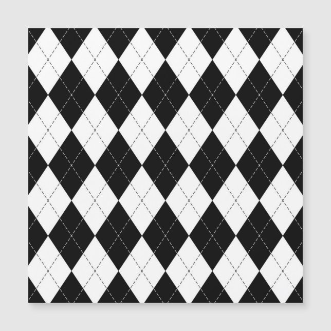 Muster der Schwarz-weißen geometrischen Raute Magnetkarte (Vorderseite)