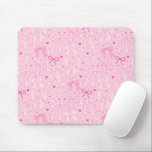 Muster der schwarzen Pink-Bögen Mousepad<br><div class="desc">Coquette und skurrile Mousepad mit handgezeichneter Abbildung von rosa Bögen und Herzmustern.</div>