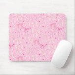 Muster der schwarzen Pink-Bögen Mousepad<br><div class="desc">Coquette und skurrile Mousepad mit handgezeichneter Abbildung von rosa Bögen und Herzmustern.</div>