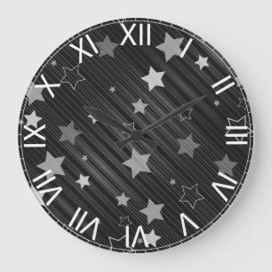 Muster der schwarzen Sterne Große Wanduhr