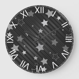 Muster der schwarzen Sterne Große Wanduhr