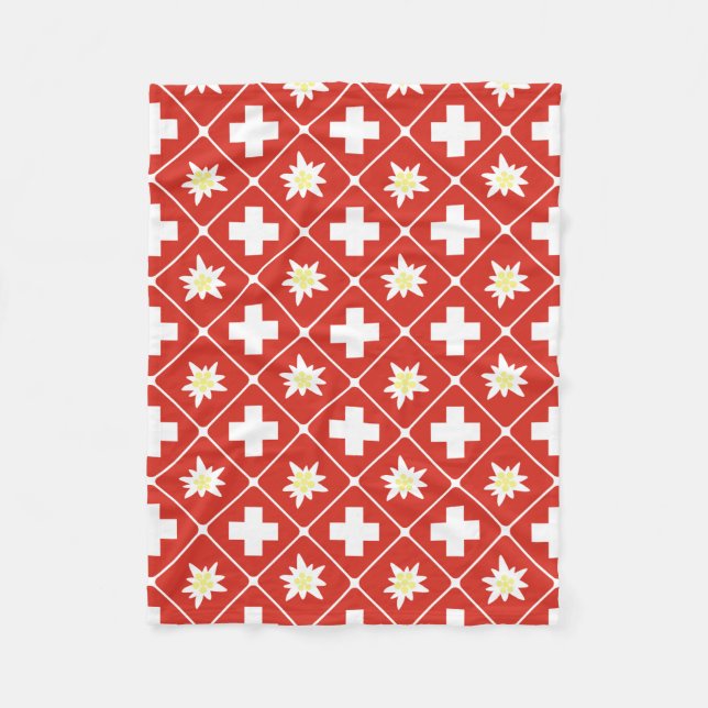 Muster der Schweiz Edelweiss Fleecedecke (Vorderseite)