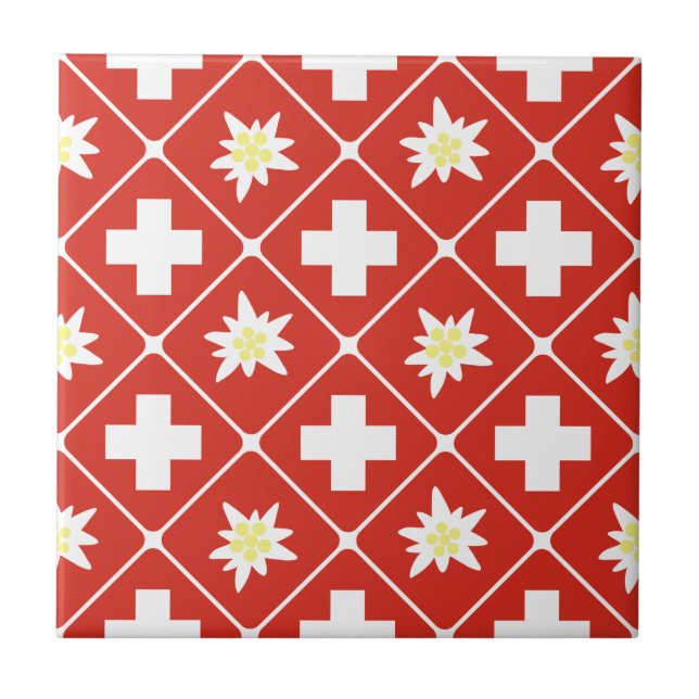 Muster der Schweiz Edelweiss Fliese (Vorderseite)