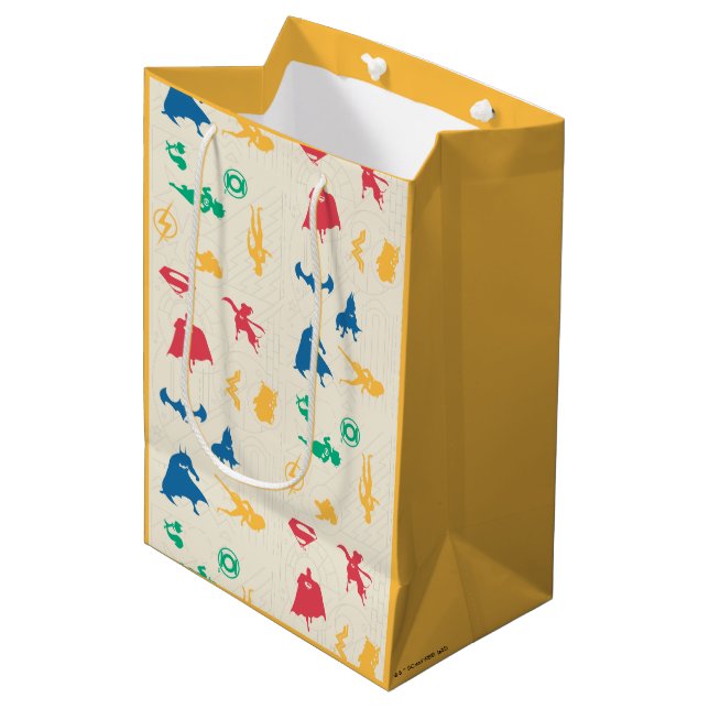 Muster der Silhouette für Super-Pets & Justice Lea Mittlere Geschenktüte (Vorderseite Schrägansicht)