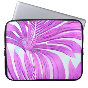 Muster der tropisch rosa Palmbaume-Blätter Laptopschutzhülle