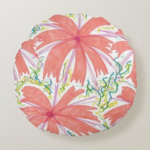 Muster der tropischen Blume Sunburst Rundes Kissen