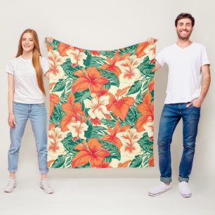Muster der tropischen hawaiianischen Blume Fleecedecke