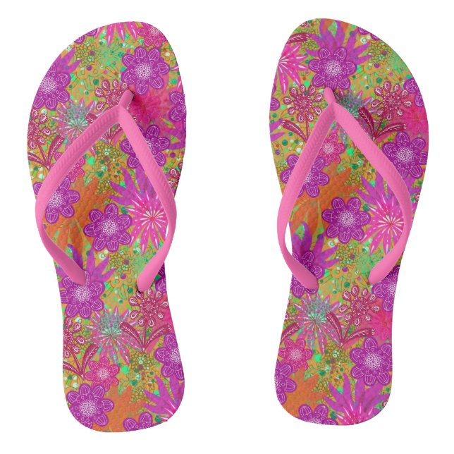 Muster der tropischen rosa Blume Flip Flops (Fußbett)