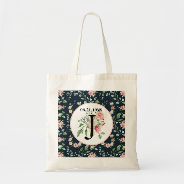 Muster der viktorianischen Rose Monogramm, Hochzei Tragetasche (Vorne)
