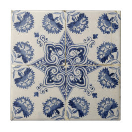 Muster der Vintagen blauen geometrischen Blume Fliese