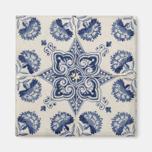 Muster der Vintagen blauen geometrischen Blume