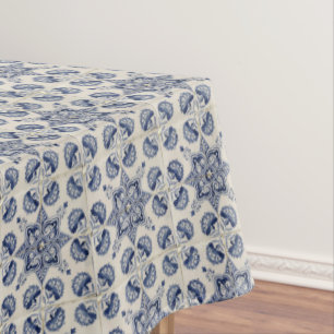 Muster der Vintagen blauen geometrischen Blume Tischdecke
