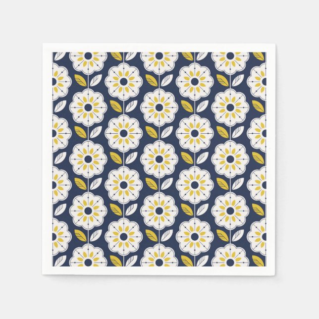 Muster der Vintagen geometrischen Blume Serviette (Vorderseite)