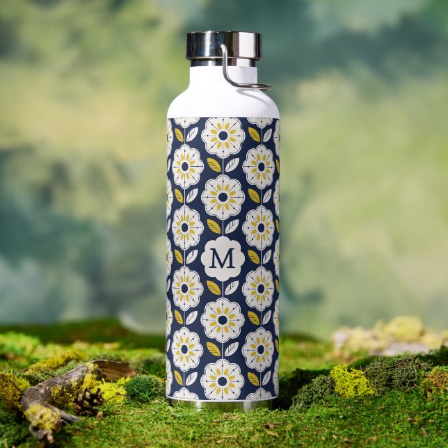 Muster der Vintagen geometrischen Blume Trinkflasche (Außenbereich)
