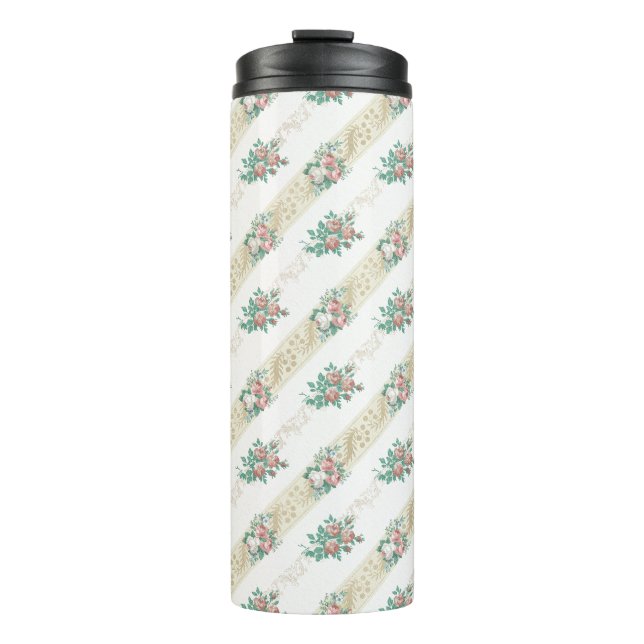 Muster der Vintagen Rose - Thermaltumbler Thermosbecher (Vorderseite)