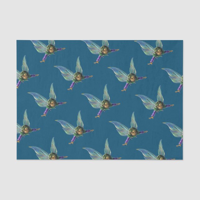 Muster der Waldfrüchte in Blau Seidenpapier (Vorderseite)