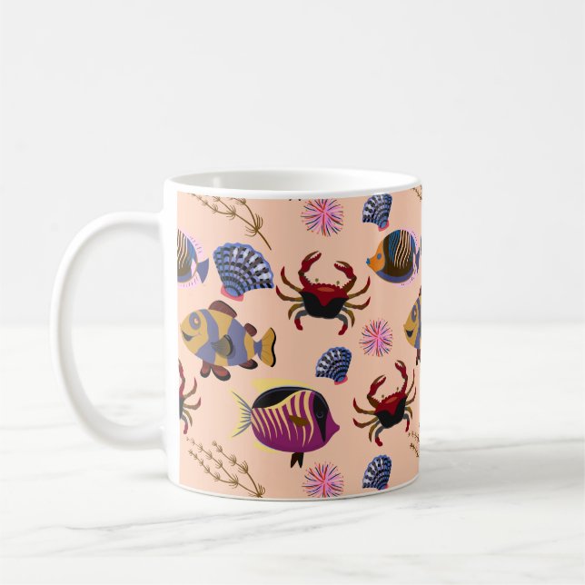 Muster der Wassertiere | Meeresunterwasser 10 Kaffeetasse (Links)