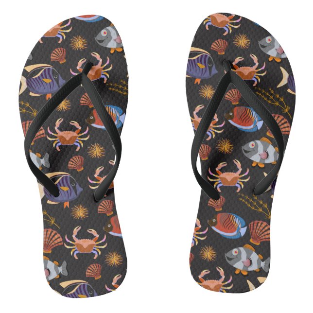 Muster der Wassertiere | Meeresunterwasser 11 Flip Flops (Fußbett)