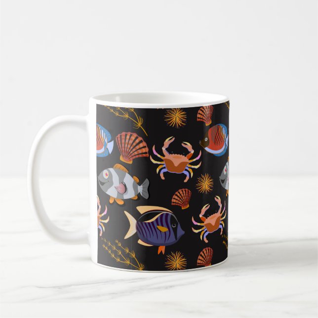 Muster der Wassertiere | Meeresunterwasser 11 Kaffeetasse (Links)