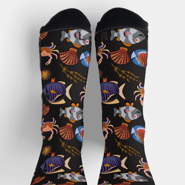 Muster der Wassertiere | Meeresunterwasser 11 Socken (Oben)