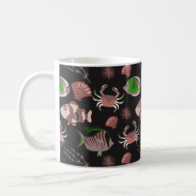 Muster der Wassertiere | Meeresunterwasser 12 Kaffeetasse (Links)
