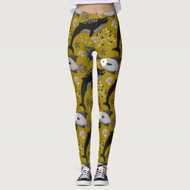 Muster der Wassertiere | Meeresunterwasser 18 Leggings (Vorderseite)
