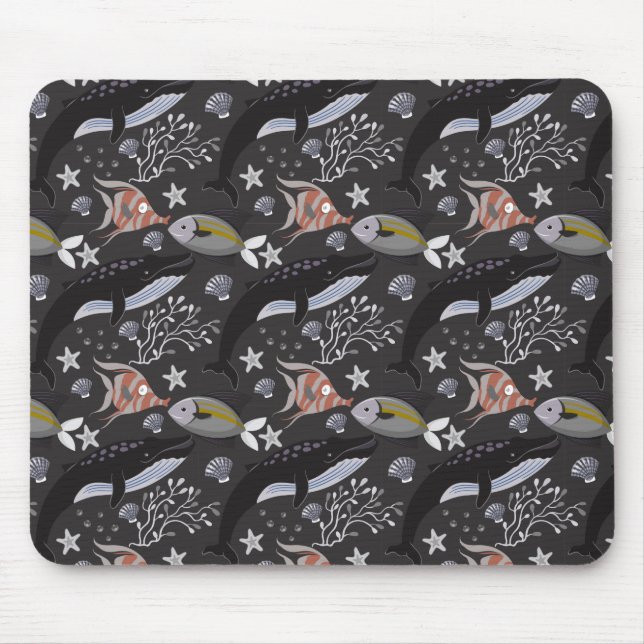 Muster der Wassertiere | Meeresunterwasser 20 Mousepad (Vorne)