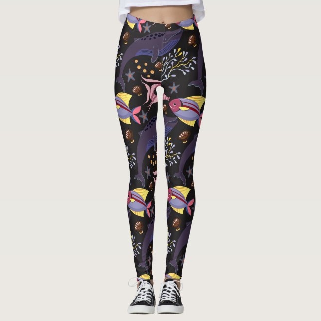 Muster der Wassertiere | Meeresunterwasser 21 Leggings (Vorderseite)