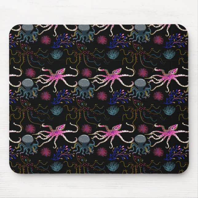 Muster der Wassertiere | Meeresunterwasser 28 Mousepad (Vorne)