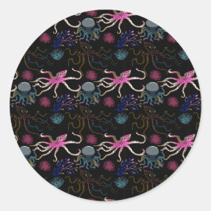 Muster der Wassertiere Meeresunterwasser 28 Runder Aufkleber