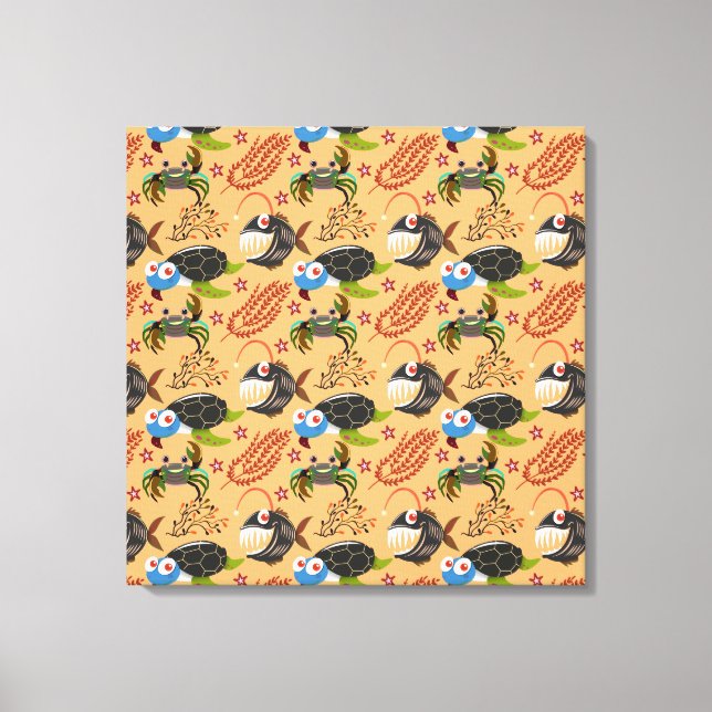 Muster der Wassertiere | Meeresunterwasser 32 Leinwanddruck (Vorderseite)